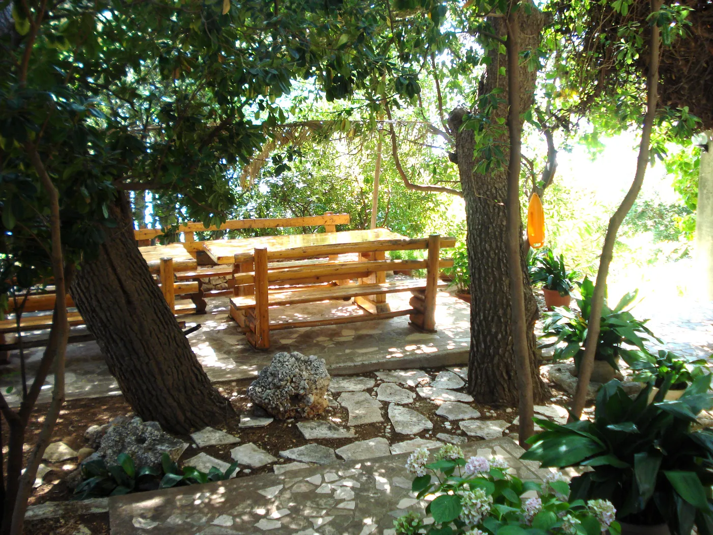 Garden and shaded seating